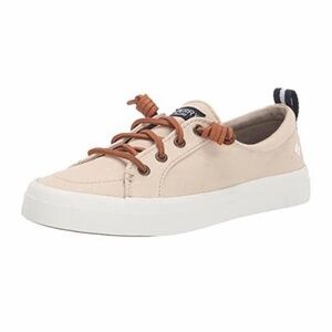 Sperry crest vibe sneakers ladies 8 OAT cream beige tan cotton linen canvas